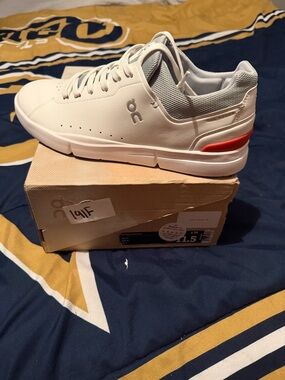 On Running Men's Cloudnova Athletic Shoes - White with Red Accent